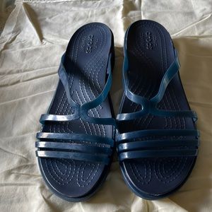 Crock, wedge, sandals, size 11 navy
